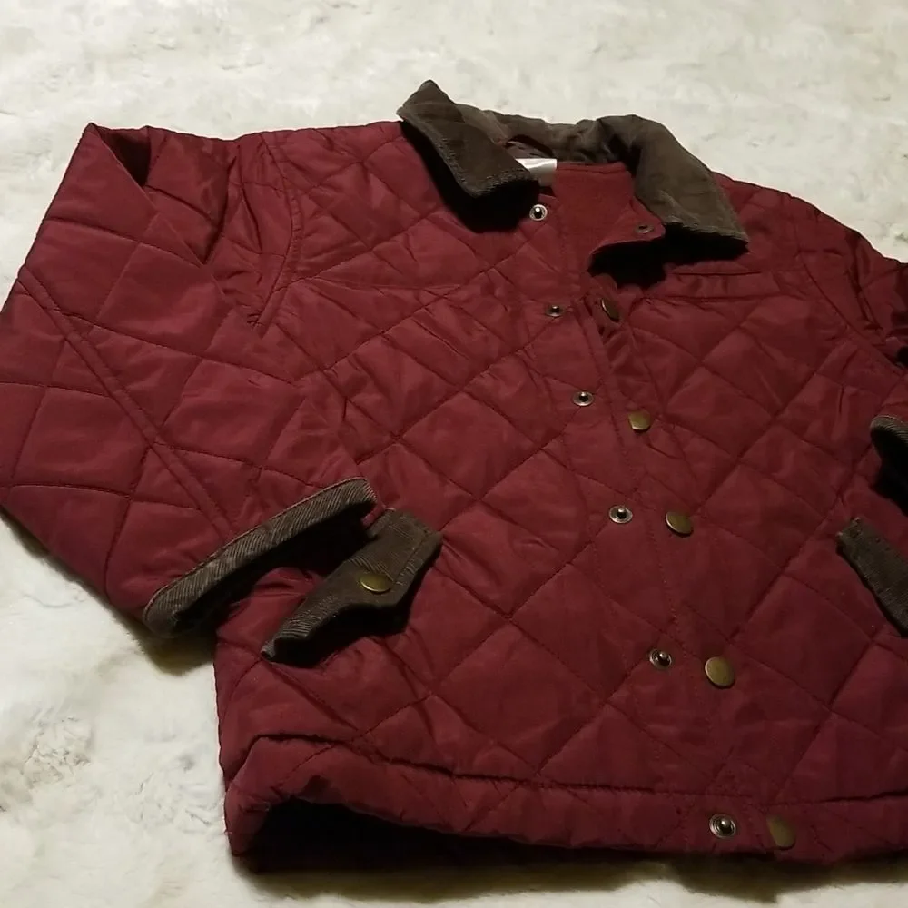 Gymboree Kids Quilted Chore Jacket Coat Burgundy Button Size 4t/5t